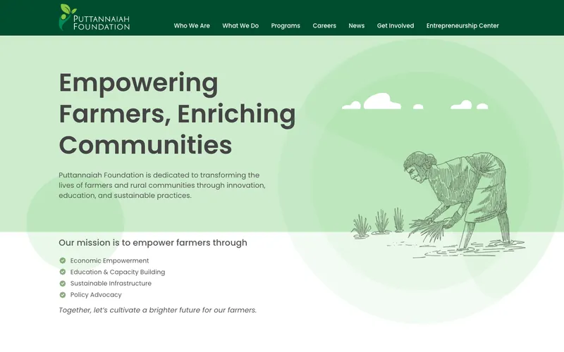 Puttannaiah Foundation home page on a desktop screen