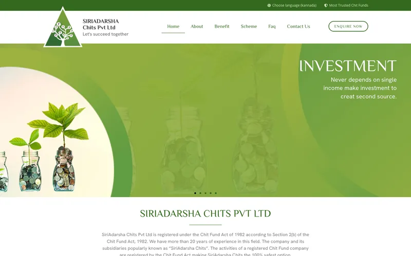 Siri Adarsha Chits home page on a desktop screen